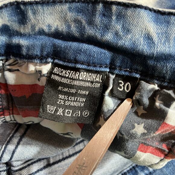 Rockstar Original Ultra Slim Jeans Mens 30 Blue Acid Wash Denim‎ Distressed Rock - Picture 9 of 13